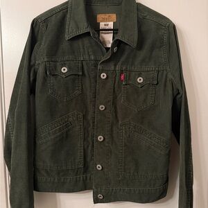 Levi's Olive Green Corduroy Button-Front Shirt Jacket